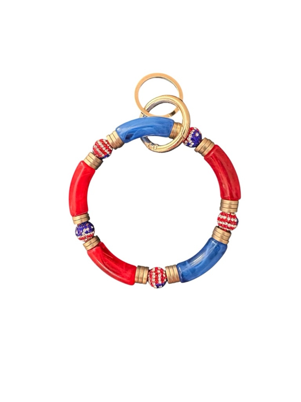 Red & Blue Resin Beaded Bangle Keyring